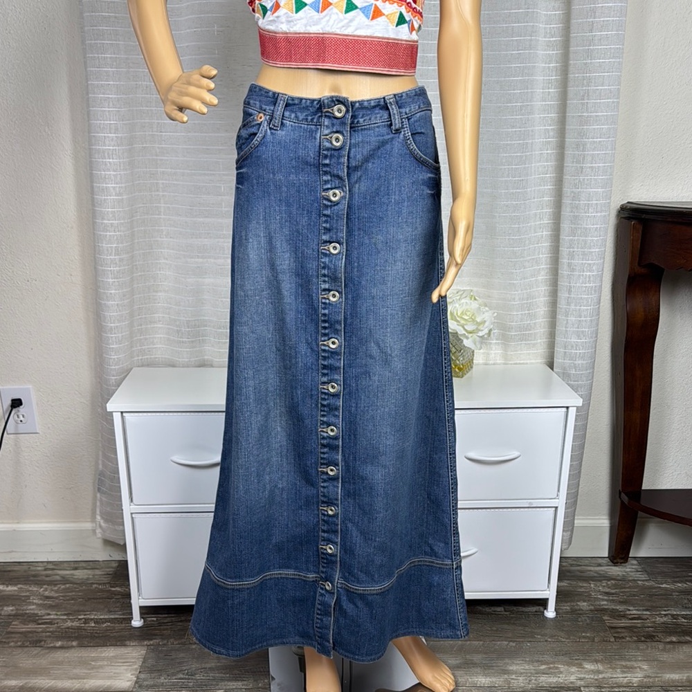 MEXX Button-Front Denim Maxi Women Beautiful Jean Skirt, 8